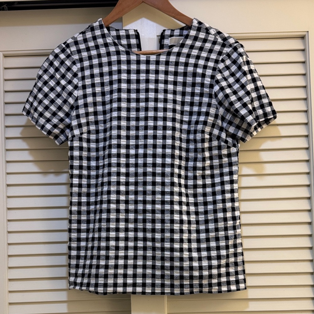 Michael Kors Size 4 Black and White Checkered Womens Shirt